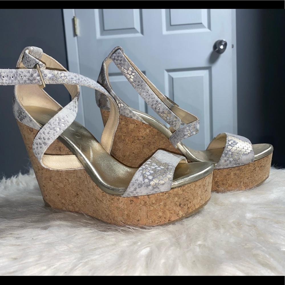 Jimmy Choo Portia Wedge Sandals in size 37 (US 7).